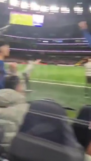 你打我呀热刺球迷场边破口大骂，内托替补席滑稽吐舌嘲讽