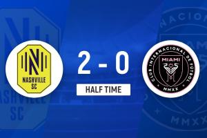 半场-迈阿密0-2纳什维尔 门将送点+后防漏人苏牙中柱迈阿密零射正