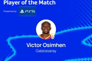 帽子戏法，欧冠官方：奥斯梅恩当选加拉塔萨雷3-0阿贾克斯最佳